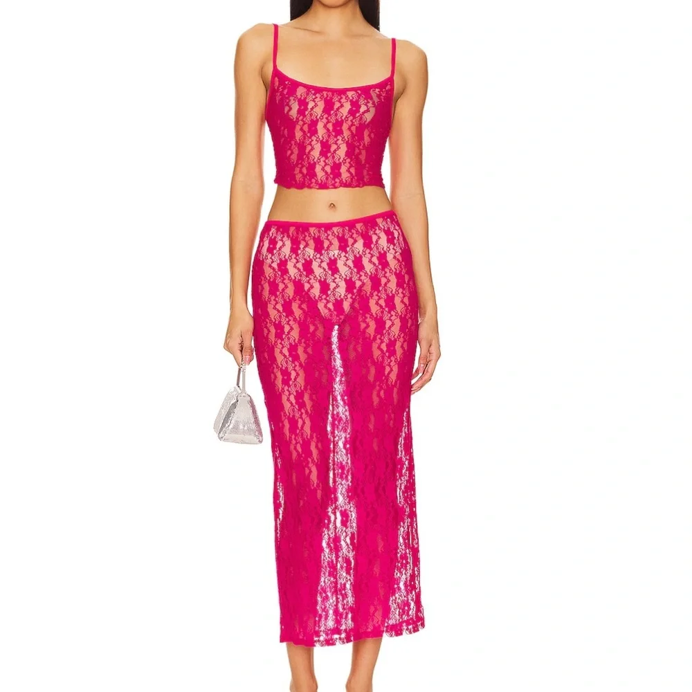 ๐ฉท Lovers and Friends Lia Sheer Tank Top Small Hot Pink BNWT ๐ฉท - Picture 4 of 10